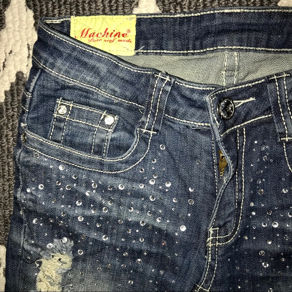 ❌SOLD❌ Girls Machine rhinestone distressed skinny jeans 7
